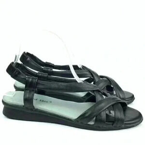 David Tate sandals 7.5 N black leather strappy
